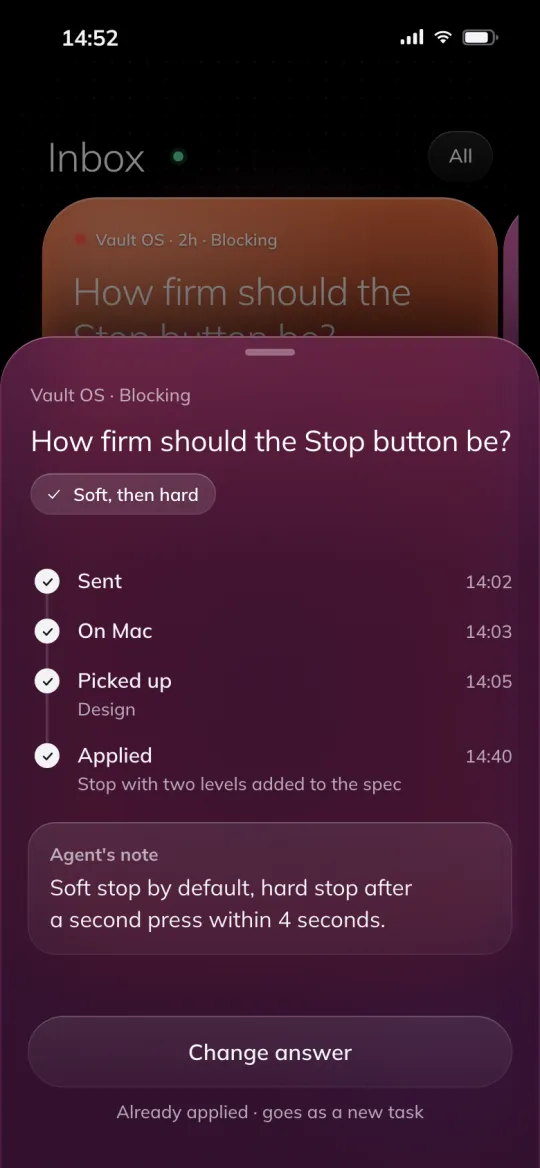 App stills: receipts for an answer and a steer, sample content